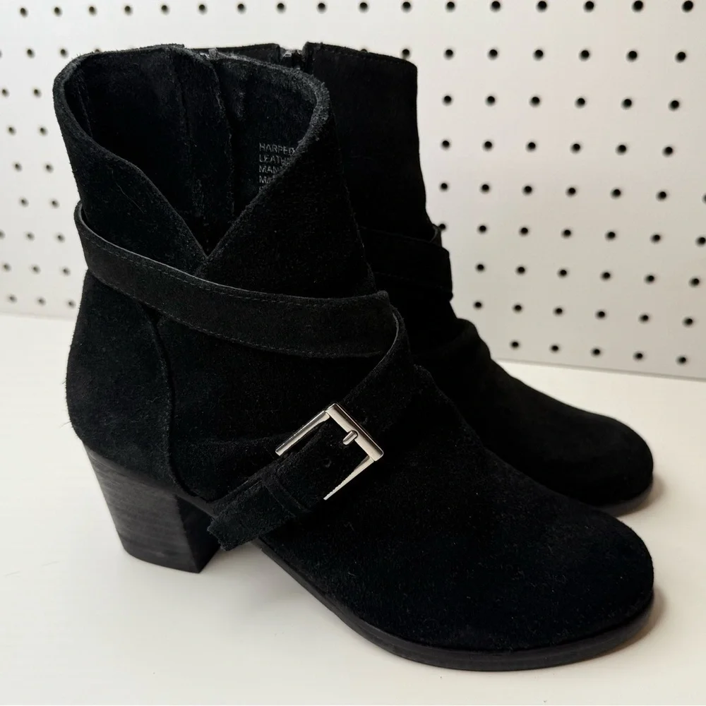 Anthropologie Matisse Harper Black Suede Leather Ankle Boots Women’s 7M Side Zip